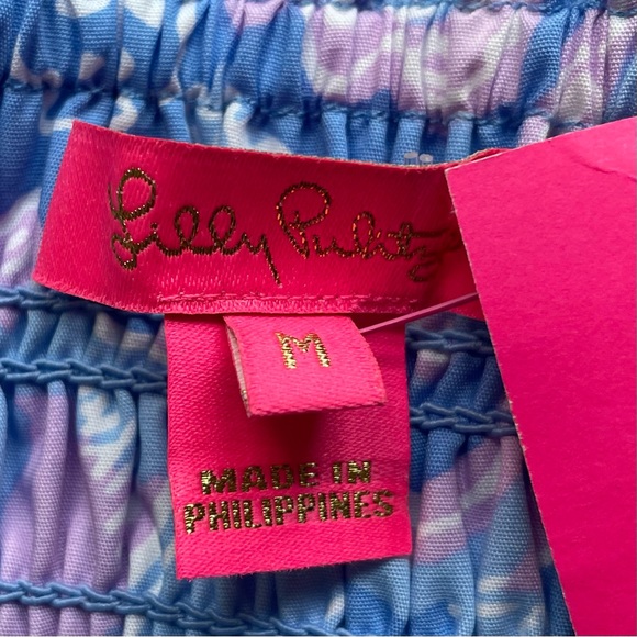 FINAL PRICE NWT Lilly Pulitzer Rivera Top Sz Medium Smocked Sea What I Sea Blue - Picture 7 of 9